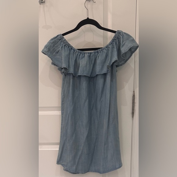 Denim off-shoulder mini dress - Picture 1 of 3